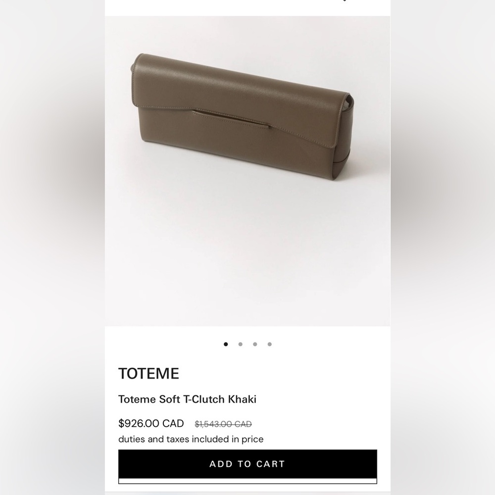 Toteme Khaki Soft T-Clutch Leather Wristlet